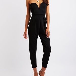 Charlotte Russe V Notch Strapless Jumpsuit